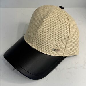 Calvin Klein Beige Woven Cap with Black Visor